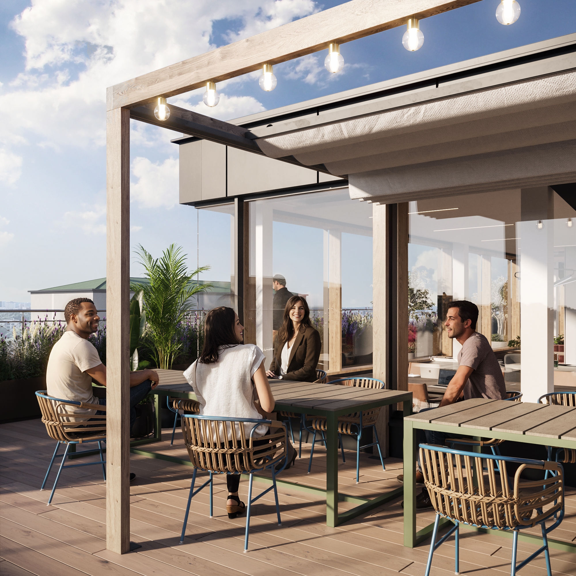 13 Genesta Zinko Updates Terrace Detail Pergola Lights